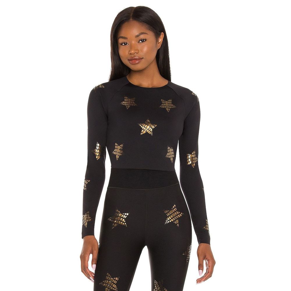 New *FLAW* ultracor Croc Knockout Maverick Top Nero Gold L REVOLVE MSRP $198